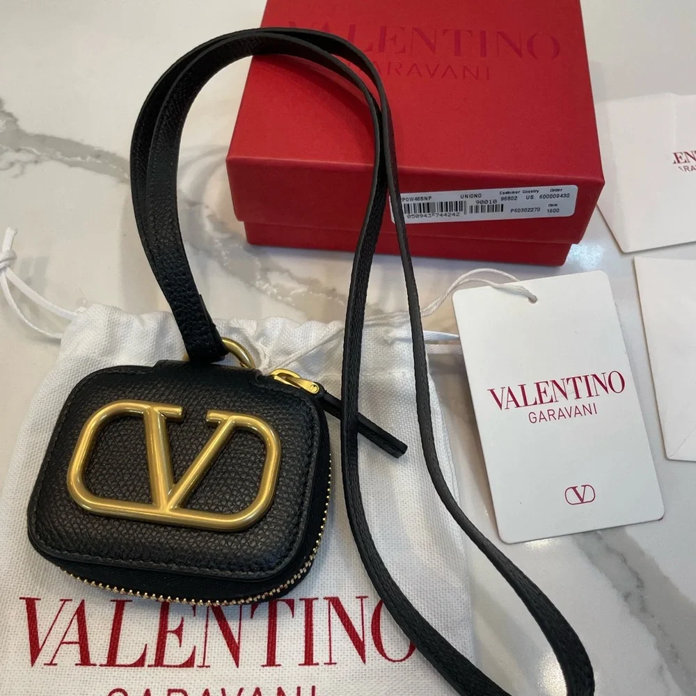VALENTINO GARAVANI VLogo Calfskin Airpods Pro Case With Leather Strap